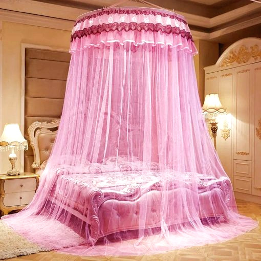 mosquitera cama doble rosa